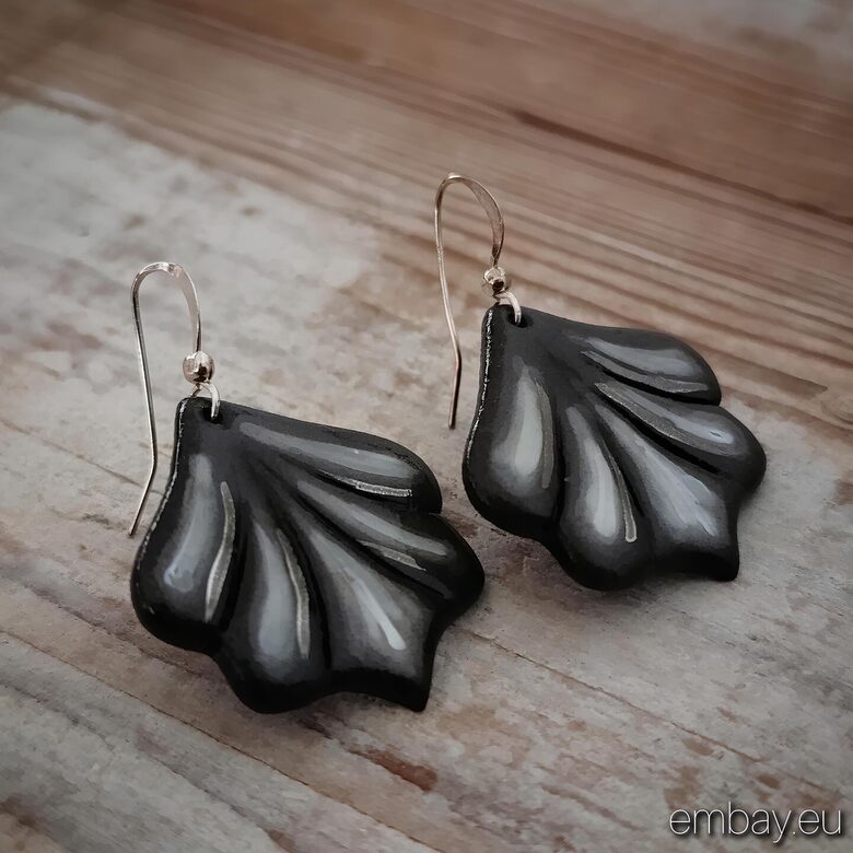 Dark Porcelain Flower Earrings