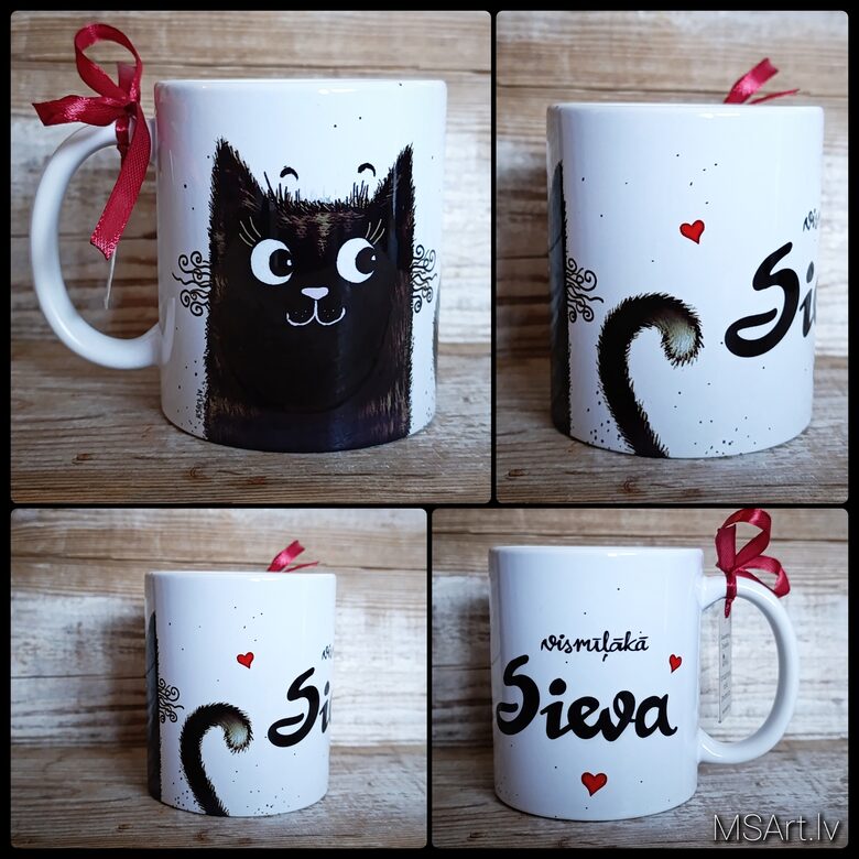 Mug for beloved Wife with black cat