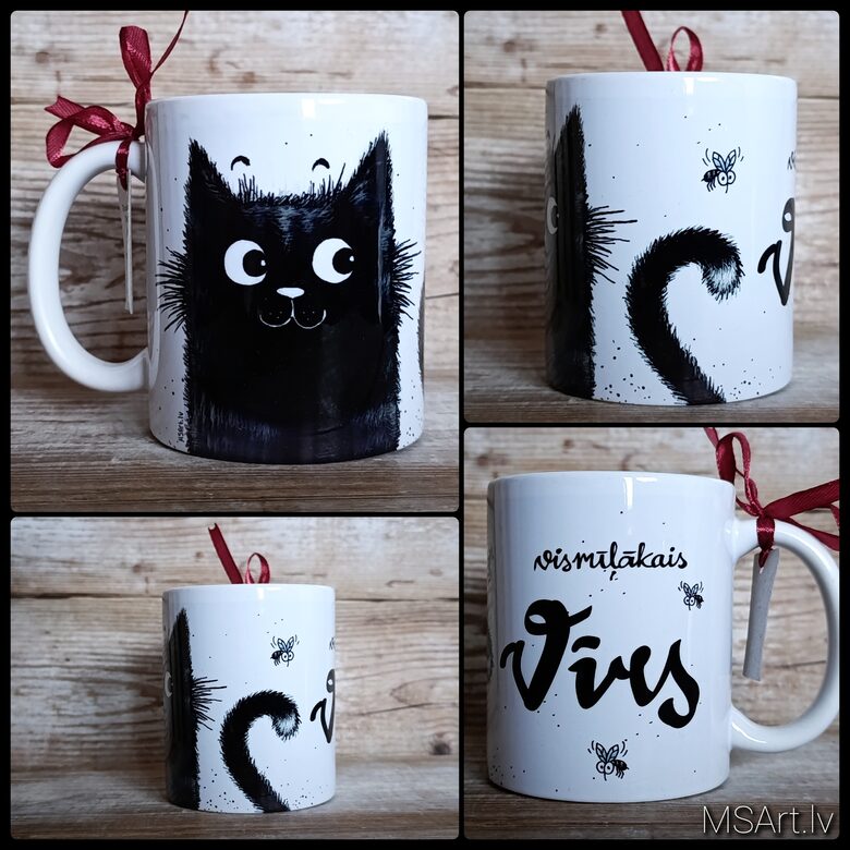 Mug for beloved Husband with black cat