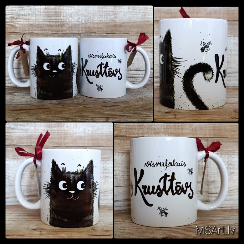 Mug for dearest Godfather with Black Cat