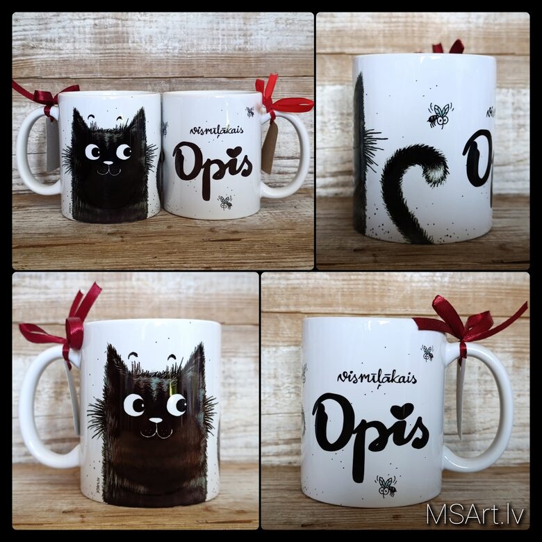 Krūze- Opis vismīļākais ar melnu kaķi