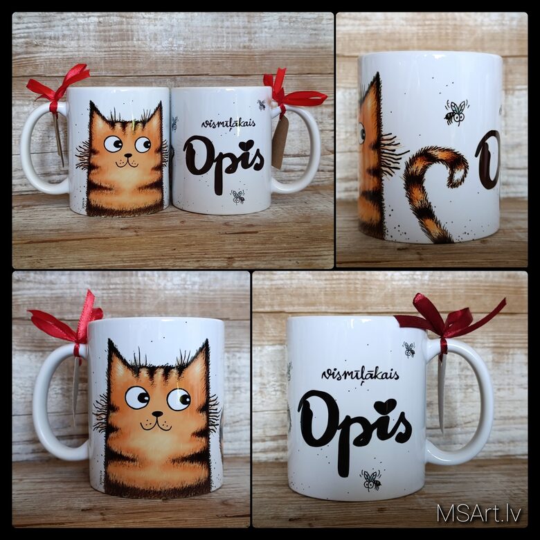 Krūze- Opis vismīļākais ar Oranžu kaķi