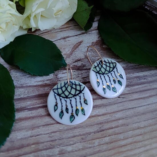 Porcelain earrings "Dream catcher"