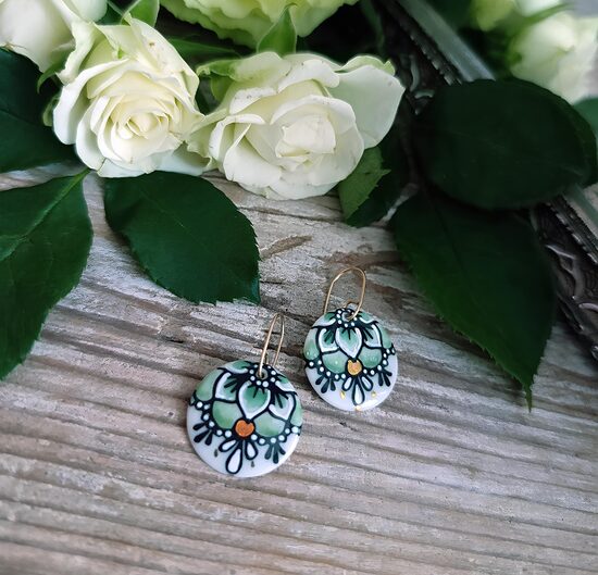 Porcelāna auskari "Zaļais Zieds"