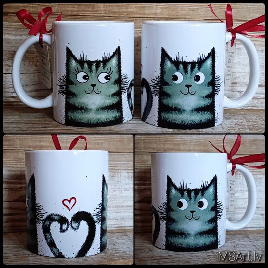 Mug- Gray Tabby Cats in Love