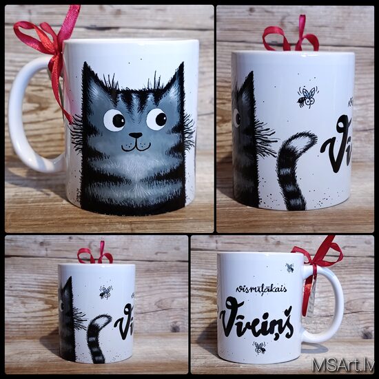 Mug for beloved Husband with gray cat