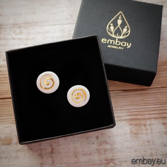 Gold Spiral Porcelain Earrings