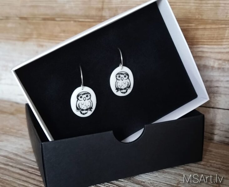 Porcelain earrings "Owls"