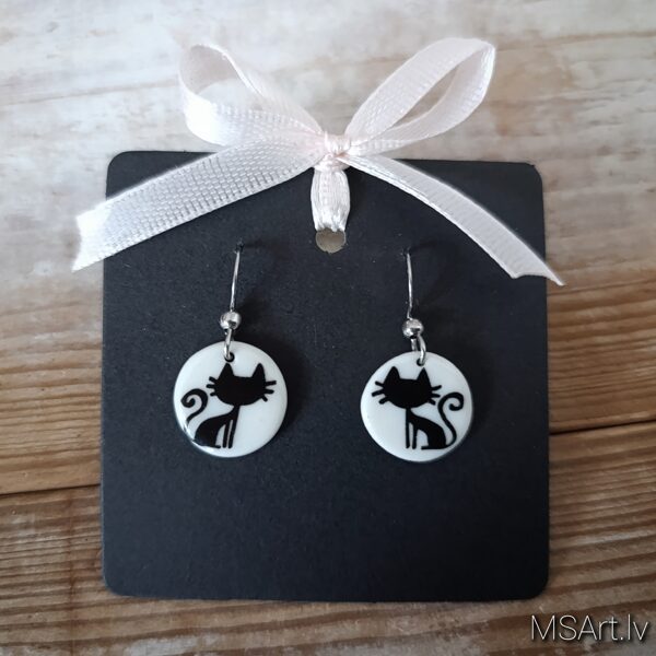 Porcelāna auskari "Melnie Kaķēni"