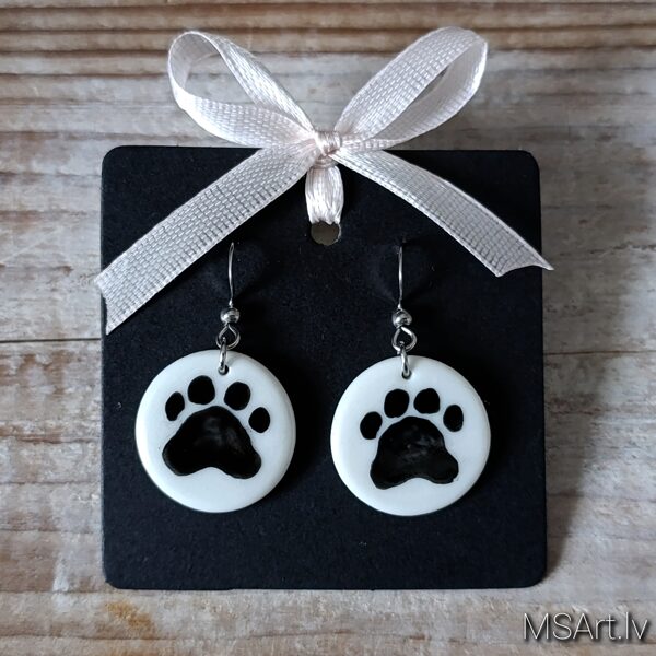 Porcelain earrings ''Paws''