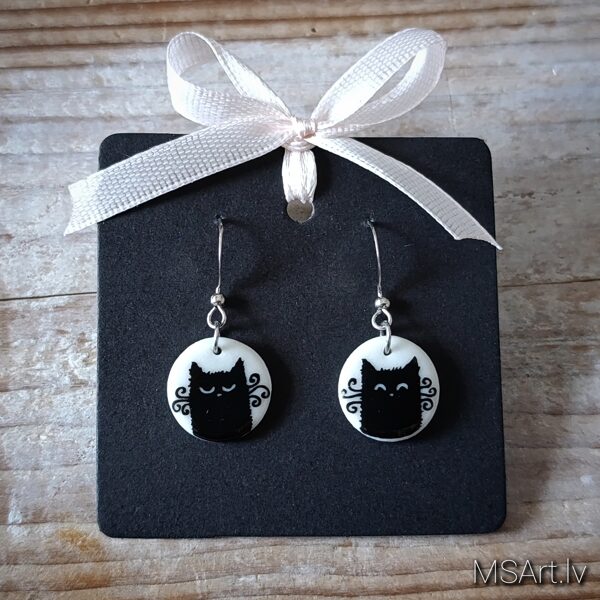 Porcelain earrings "Little Cats" no.2